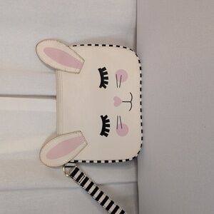 Betsey Johnson Rabbit Large Wristlet Pouch Travel Cosmetic Bag EUC